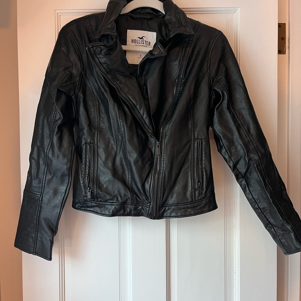 Hollister Black Leather Motorcycle Jacket